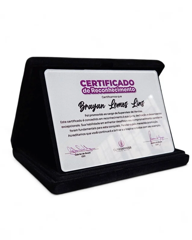 Placa de homenagem em acrílico em Santa Catarina